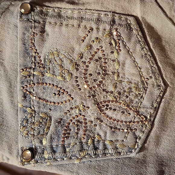 Girl's Lei Alexa Low-rise Slimboot Lt Blue Jeans Rhinestones Embroider Sz 4 - Picture 5 of 10
